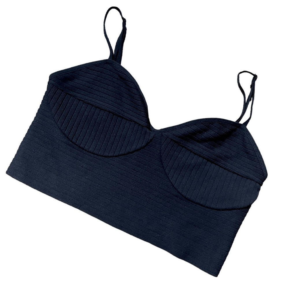 Garage Black Rib Knit Crop Top